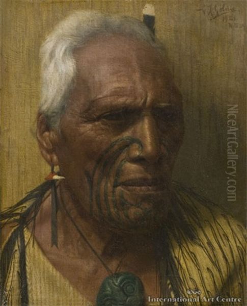 The Aristocrat Te Kamaka, Ngati Maniapoto Tribe, Aged 90 Years Oil Painting by Charles Frederick Goldie