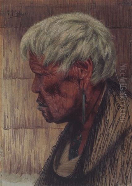 Tamaiti Tukino, A Chieftainess Of The Ngatituwharetoa Tribe, Aged 95 Years Oil Painting by Charles Frederick Goldie