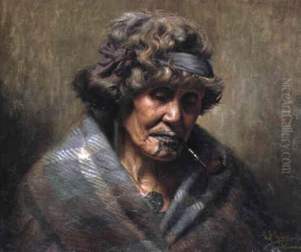 Ena Te Papatahi, A Chieftainess Of The Ngapuhi Tribe Oil Painting by Charles Frederick Goldie