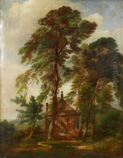 Skogsdunge Med Paviljong Oil Painting by Johann Theodor Goldstein