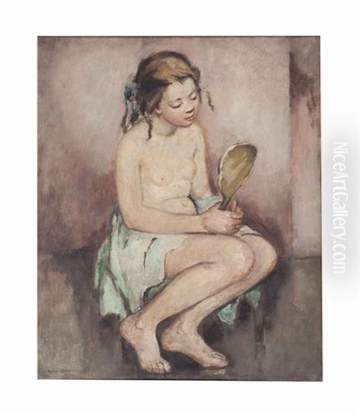 Young Girl With A Mirror by Anne Wilson Goldthwaite