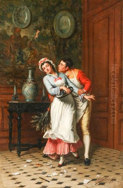 The Flirtation Oil Painting by Paul Louis Narcisse Golleron