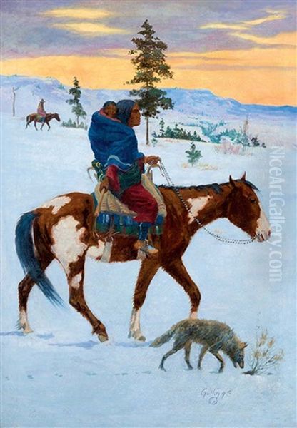 Winter Country Oil Painting by Elling William Gollings