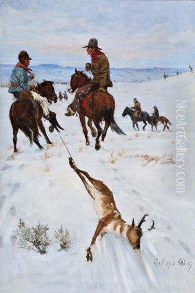 Christmas Dinner At The Ranch Oil Painting by Elling William Gollings