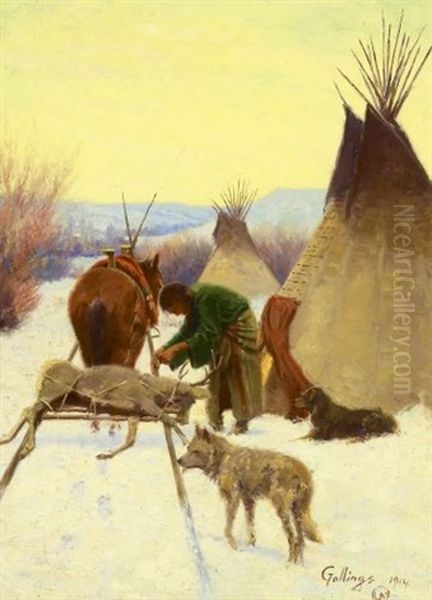 Returning To Camp Oil Painting by Elling William Gollings