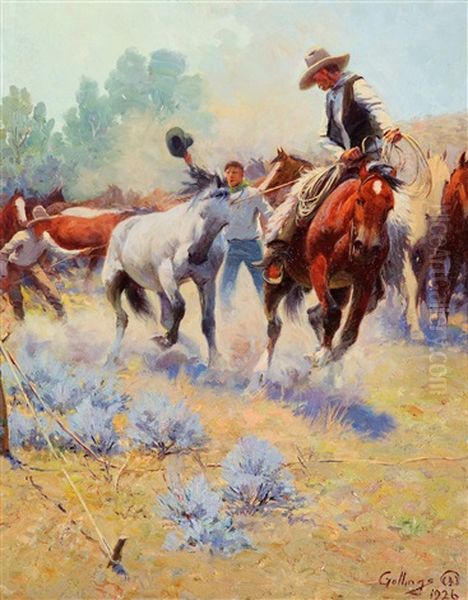 Dally On The Bronc Oil Painting by Elling William Gollings