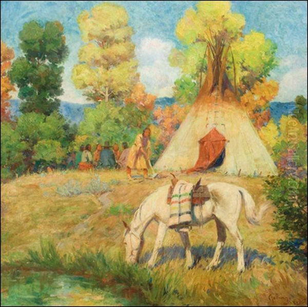 Summer Camp Oil Painting by Elling William Gollings