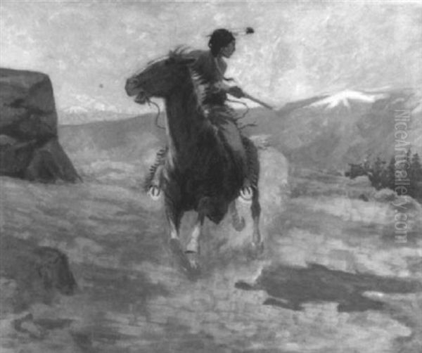 Cheyenne Spirited Indian, Sheridan, Wyoming Oil Painting by Elling William Gollings