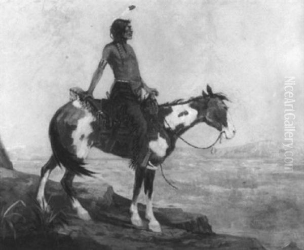 Cheyenne Warrior On Horseback by Elling William Gollings