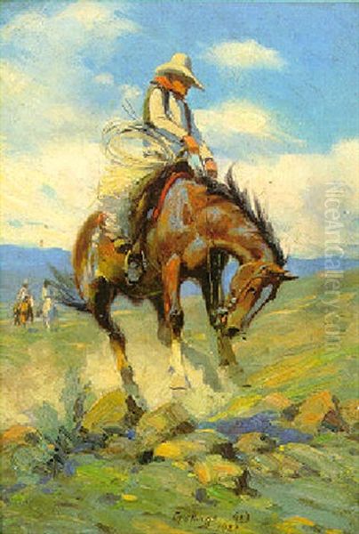 The Bronc Buster Oil Painting by Elling William Gollings