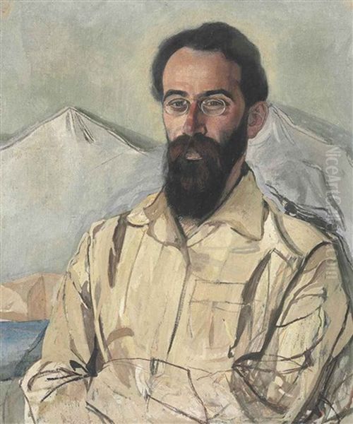 Portrait Of Fridrikh Krimmer (1888-1963) Oil Painting by Aleksandr Yakovlevich Golovin