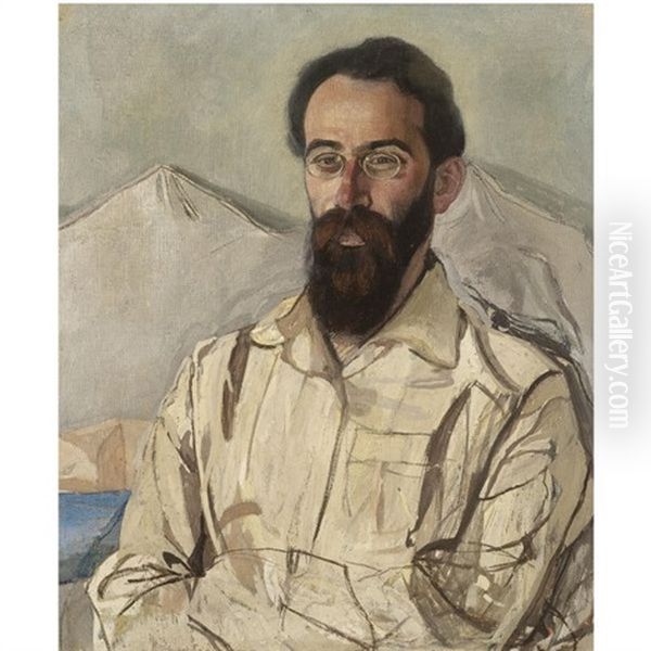 Portrait Of Fridrikh Eduardovich Krimmer Oil Painting by Aleksandr Yakovlevich Golovin