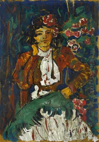 Andalusian Woman In Feria Attire Oil Painting by Aleksandr Yakovlevich Golovin