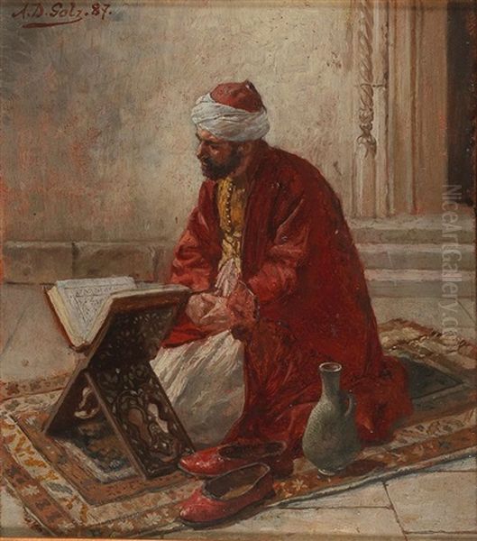 At Prayer Oil Painting by Alexander Demetrius Goltz