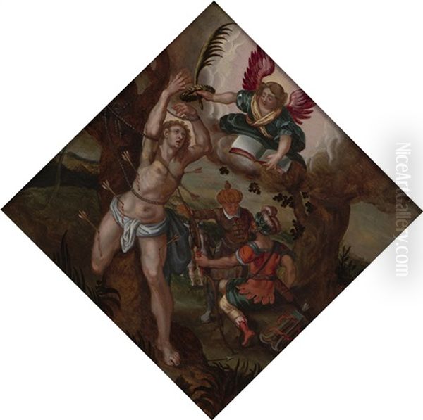 The Martyrdom Of Saint Sebastian Oil Painting by Hendrik Goltzius