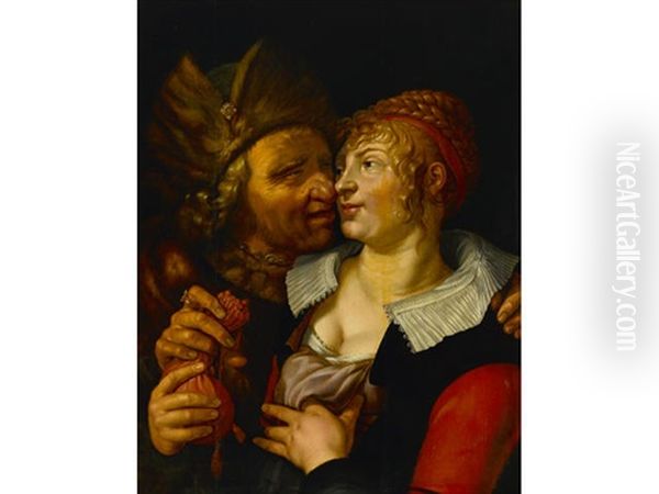 Unequal Lovers Oil Painting by Hendrik Goltzius