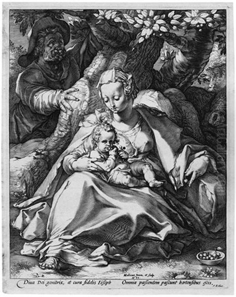 Die Hl. Familie Unter Dem Oil Painting by Hendrik Goltzius