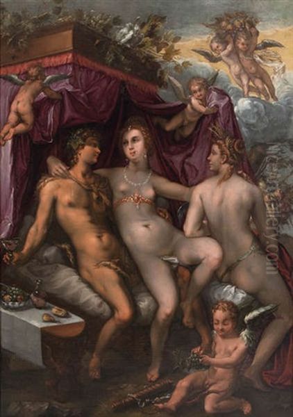 Sine Cerere Et Baccho Friget Venus Oil Painting by Hendrik Goltzius