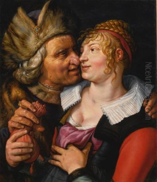 Unequal Lovers Oil Painting by Hendrik Goltzius