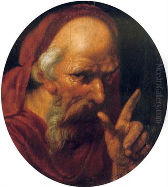 A Tronie Of A Bearded Old Man (saint Jerome?) Oil Painting by Hendrik Goltzius