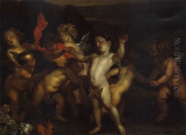 A Celebration Of The Cherubs Oil Painting by Hendrik Goltzius