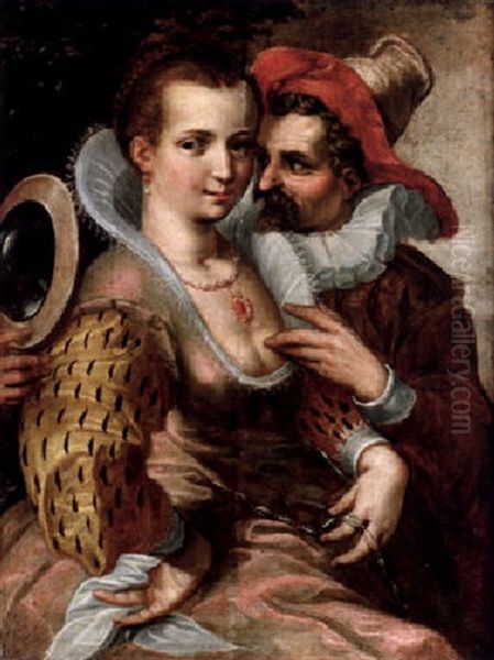 Kurtiserande Par Oil Painting by Hendrik Goltzius