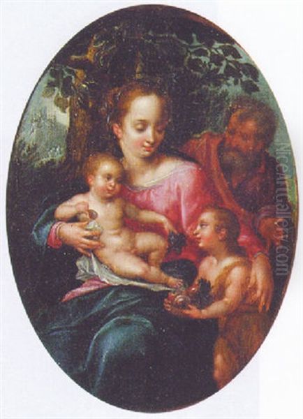 The Holy Family With The Infant Saint John The Baptist Oil Painting by Hendrik Goltzius