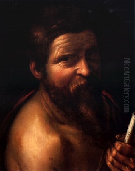 Portrait Of A Bearded Man Holding A Scroll Of Paper Oil Painting by Hendrik Goltzius