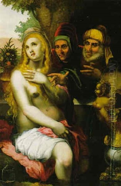 Susanna Und Die Beiden Alten Oil Painting by Hendrik Goltzius