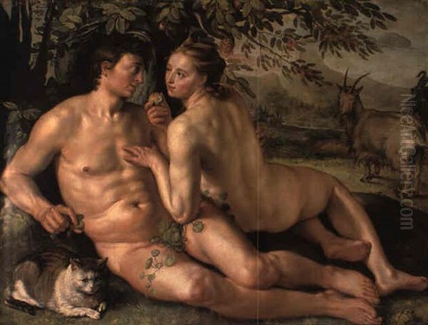 The Fall Of Man Oil Painting by Hendrik Goltzius