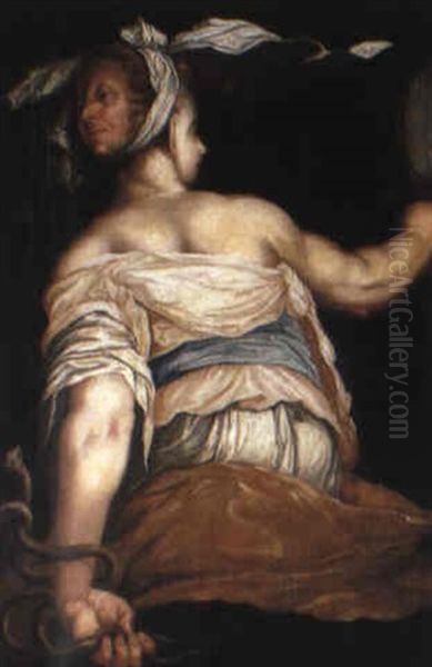 Personification Of Prudence Oil Painting by Hendrik Goltzius