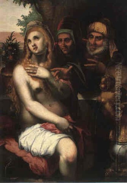 Susannah And The Elders Oil Painting by Hendrik Goltzius