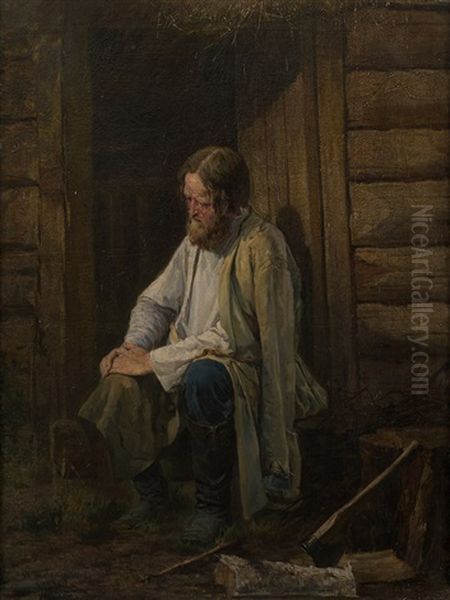 Old Man Oil Painting by Vasili Andreevich Golynskij