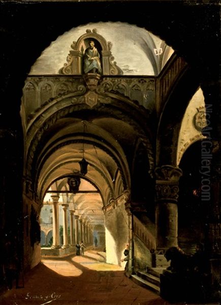 Interior De Convento Oil Painting by Antonio Gomez Cros