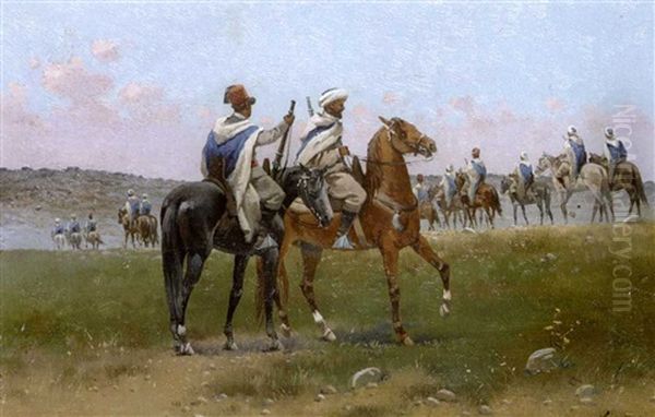 Cavaliers Arabes Oil Painting by Manuel Gomez Moreno y Gonzalez