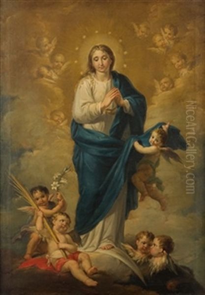 Inmaculada Oil Painting by Jacinto Gomez Pastor