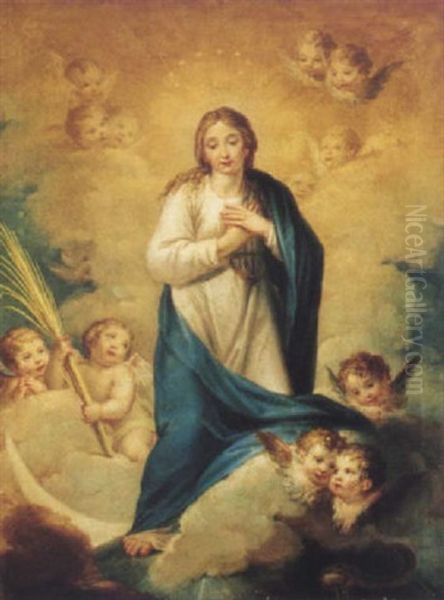 Inmaculada Oil Painting by Jacinto Gomez Pastor