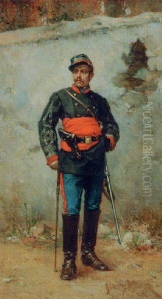 A French Officer Oil Painting by Simon Gomez Polo