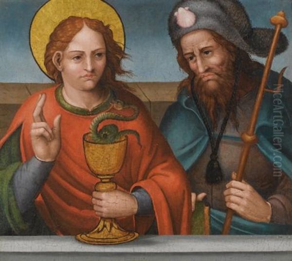 Saints John The Evangelist And James The Greater Oil Painting by Martin Gomez the Elder