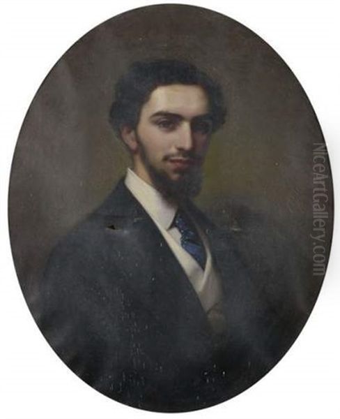 Portrait D'homme A La Cravate Bleue Oil Painting by Charles Gomien