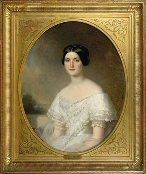 Portrait De La Comtesse De Burges Oil Painting by Charles Gomien