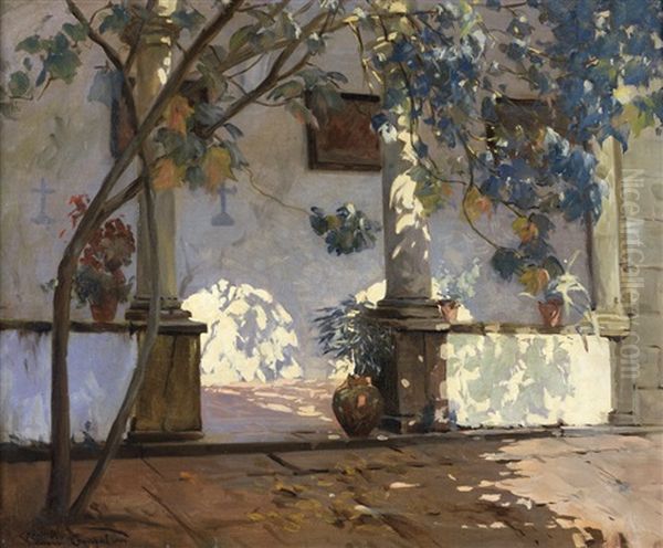 Roseira De Sao Francisco - Convento Do Calvario - Evora Oil Painting by Fausto Goncalves