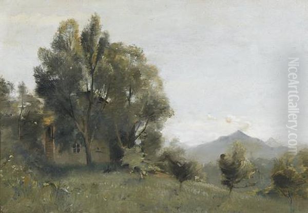 Paysage Campagne Genevoise Oil Painting by Jules Louis Badel