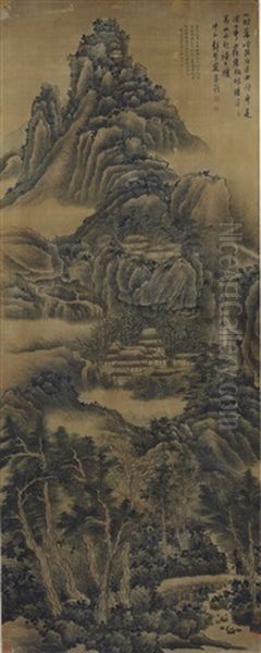 Seclusion Amidst Mountains And Streams by  Gong Xian