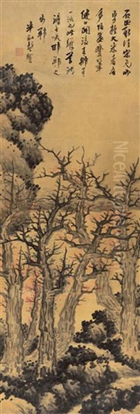 Autumn Forest Oil Painting by  Gong Xian