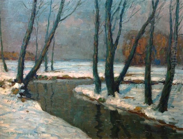 Winter Landscape Oil Painting by Rudolf Gonner