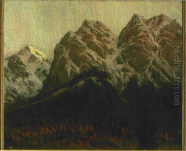 Landschaft Im Hochgebirge Oil Painting by Rudolf Gonner