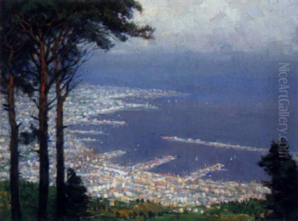 Blick Auf Dem Hafen Von Triest Oil Painting by Rudolf Gonner