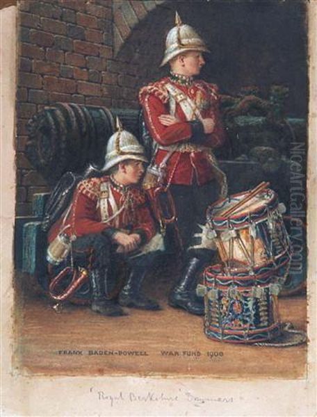 Drummer Boys Of The Royal Berkshire Regiment Oil Painting by Frank Smyth Baden-Powell