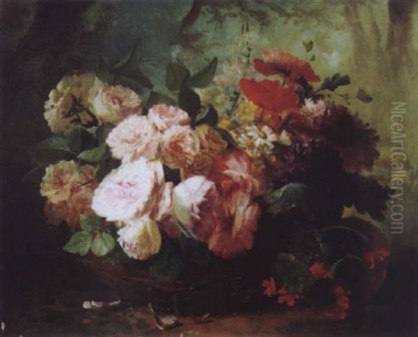 Le Panier De Fleurs Oil Painting by Clement Gontier